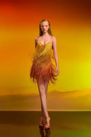 CEM beaded mesh mini dress featuring intricate beadwork and a sleek, fitted silhouette ideal for stylish evening wear.