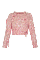 Lalo Salue long sleeve pink sweater featuring a cozy knit design and ribbed cuffs, perfect for casual wear.