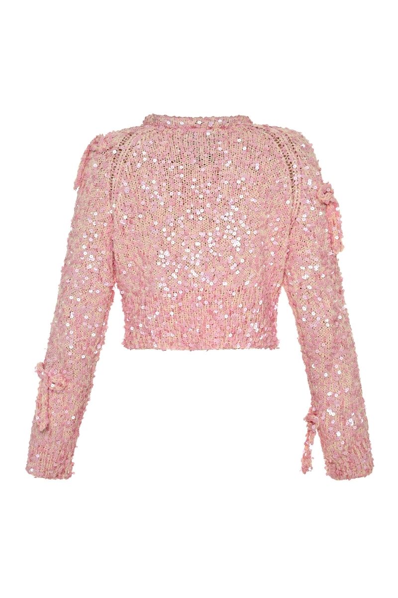Lalo Salue long sleeve pink sweater, soft knit with ribbed cuffs and hem, cozy and stylish for casual wear.