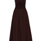 Summer Away Cannes dress in dark walnut, elegant maxi dress with flowing fabric and stylish design, perfect for summer occasions.
