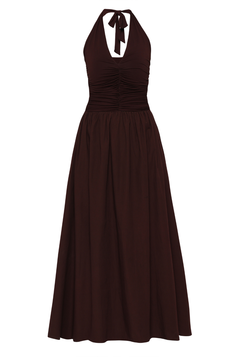 CANNES DRESS IN DARK WALNUT - CULT MIA