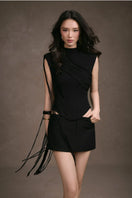 Black minimal skort from Keira Tong featuring sleek shorts design with a modern, streamlined look.