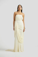 Deme By Gabriella Naomi maxi dress in off white, flowing sleeveless maxi dress with elegant design and lightweight fabric.