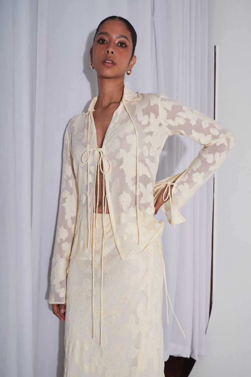 MERLETTE SHIRT IN PALE YELLOW - CULT MIA