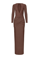 LEDIEL Martinica Mocha gown featuring a flowing silhouette and elegant fabric, perfect for formal occasions.
