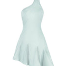 Green asymmetrical mini dress by Stolen Stores featuring a stylish, modern design with unique hemline.