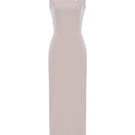 Off-white LEKIEU Muchen midi dress with elegant fit and flowing fabric, styled for a sophisticated look.