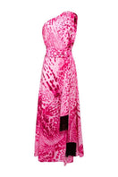 Sisters Amie Maxi Dress in Orchid Glow featuring a flowy silhouette and floral pattern, showcased on a hanger.