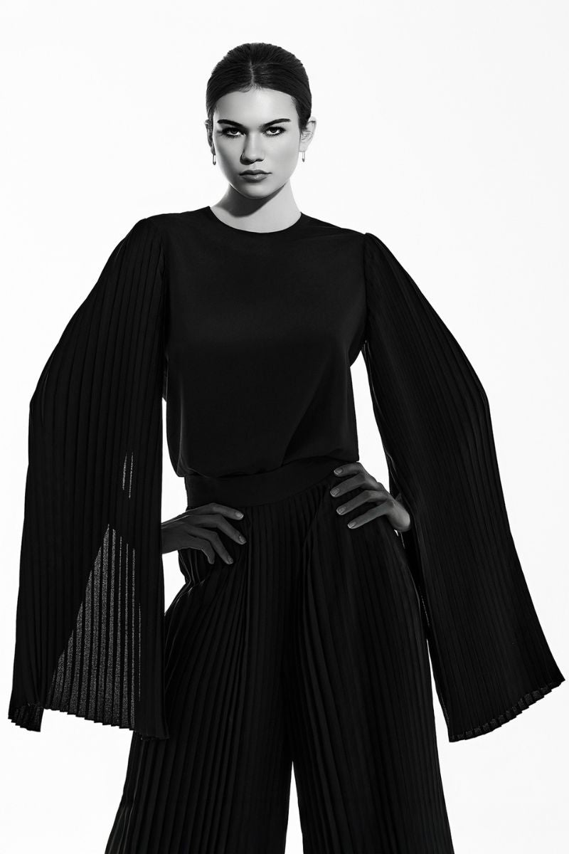 PLISSÉ-SATIN WIDE-LEG PANT - CULT MIA