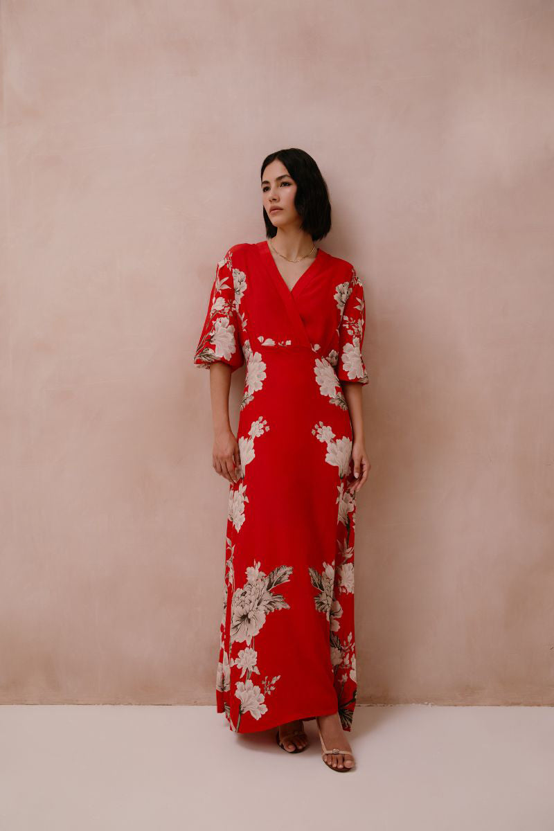 Raishma Frankie Midi Dress in elegant fabric, showcasing a stylish and feminine design with a flattering silhouette.