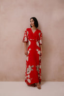 Raishma Frankie Maxi Dress featuring a flowing silhouette, vibrant print, and elegant design perfect for summer occasions.