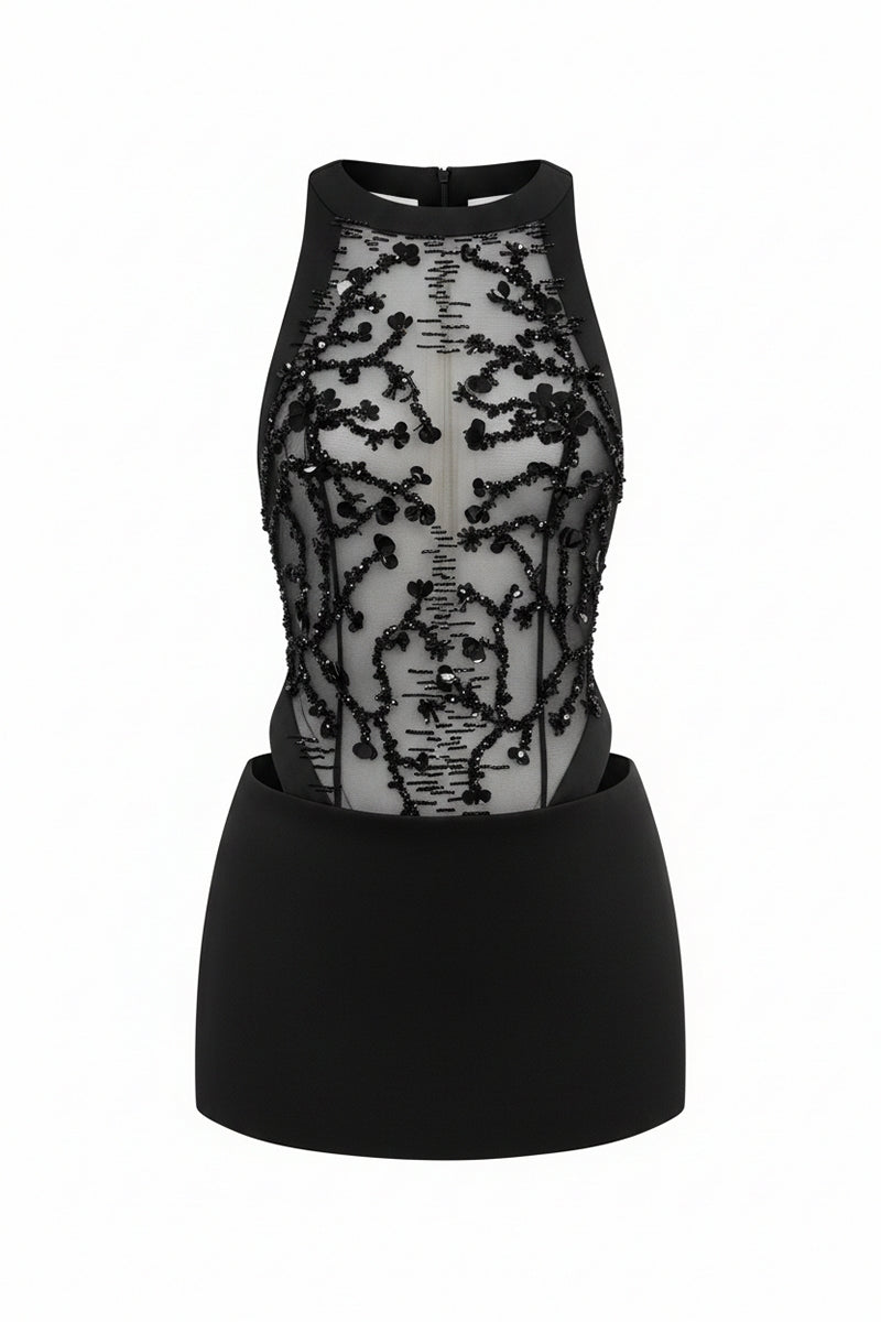 Black Ivy Tulle Top and Hazel Silk Taffeta Skirt co-ords by 21Six, featuring tulle fabric and sleek silk taffeta in a coordinated set.