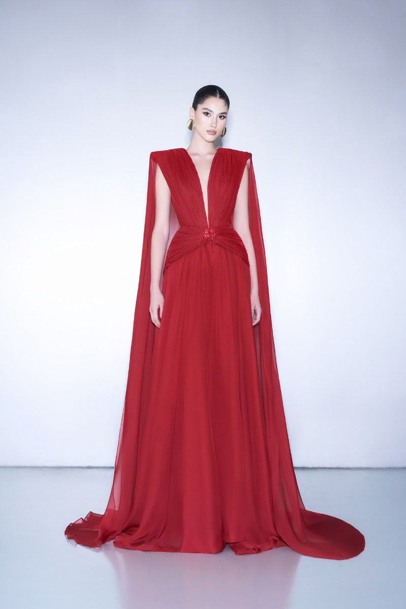 red chiffon dress RED CHIFFON GOWN | CULT MIA