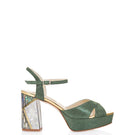 Freya Rose Zahra Verde heels with elegant green leather straps and high stiletto heel, stylish and sophisticated footwear.