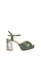 Freya Rose Zahra Verde heels with elegant green leather straps and high stiletto heel, stylish and sophisticated footwear.