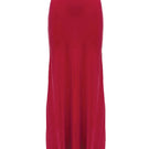 NiLuu Lucy slip skirt in rouge, a flowy maxi skirt with a smooth fabric finish, displayed on a hanger.