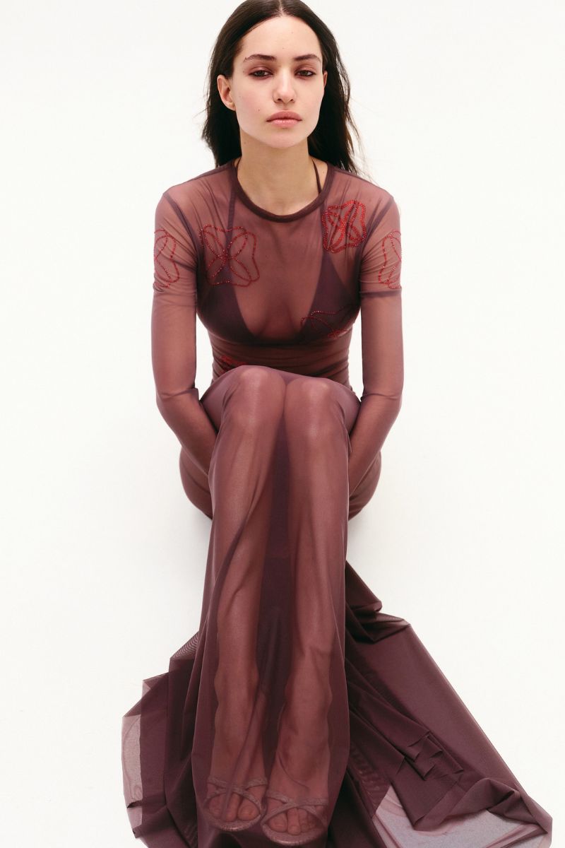 FLOWY MESH MAXI SKIRT IN DARK PURPLE - CULT MIA