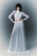 White Plan Nirvana gown featuring a flowing, elegant design with intricate detailing and a flattering silhouette.