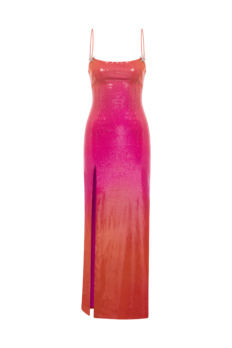 SEQUINED SLIT DRESS IN SUMMER GRADIENT - CULT MIA