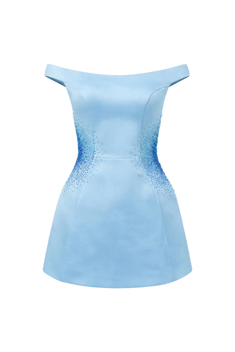 blue taffeta dress YVAINE SILK TAFFETA DRESS IN LIGHT BLUE | CULT MIA