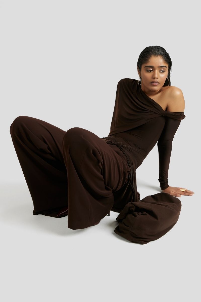 BRIA CO-ORD SET IN CHOCOLATE BROWN - CULT MIA