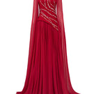 Elegant KERENZA crepe mixed chiffon pleated gown by 21Six, featuring flowing fabric and sophisticated design.