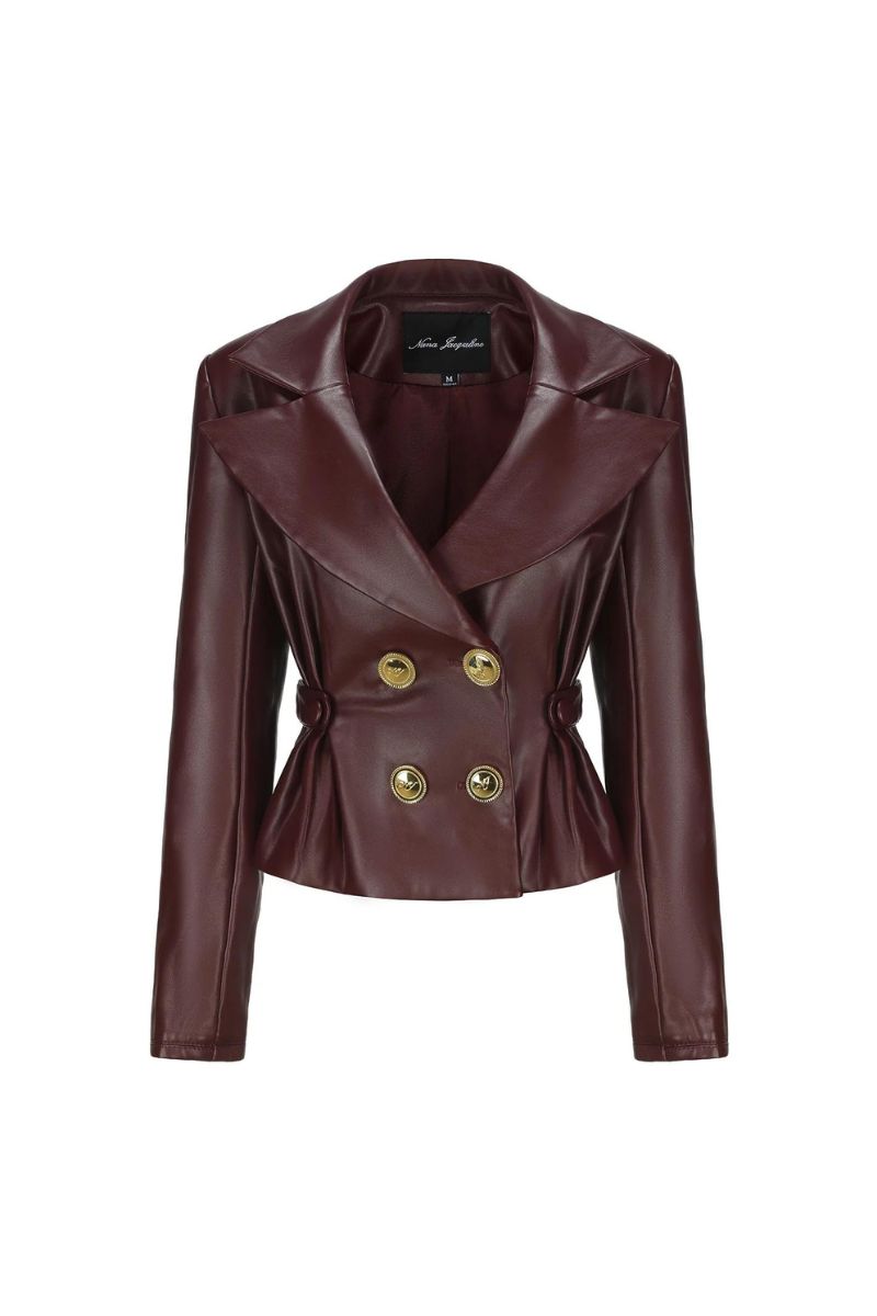 MIRABEL BROWN FAUX LEATHER JACKET - CULT MIA
