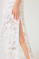 Bocan Couture Elia long rayon nightgown with off-white lace detailing and flowing, lightweight fabric.