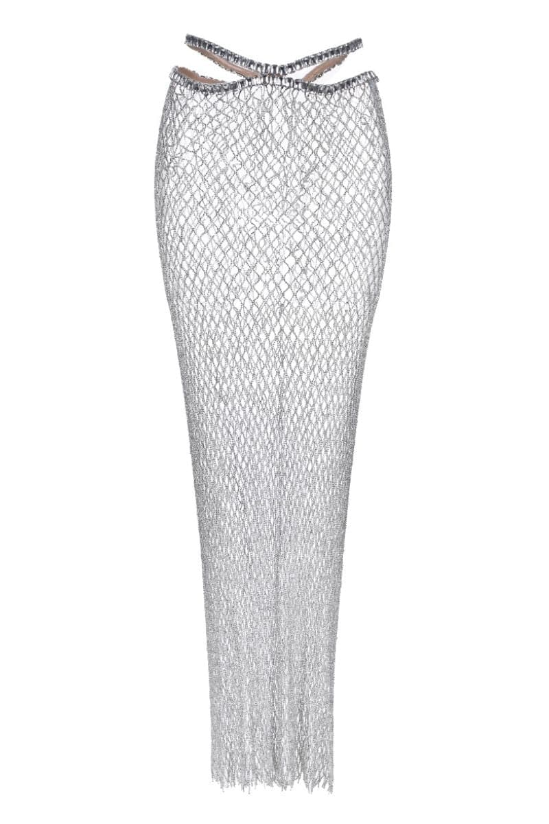 CASSANDRA CRYSTAL MESH MAXI SKIRT - CULT MIA