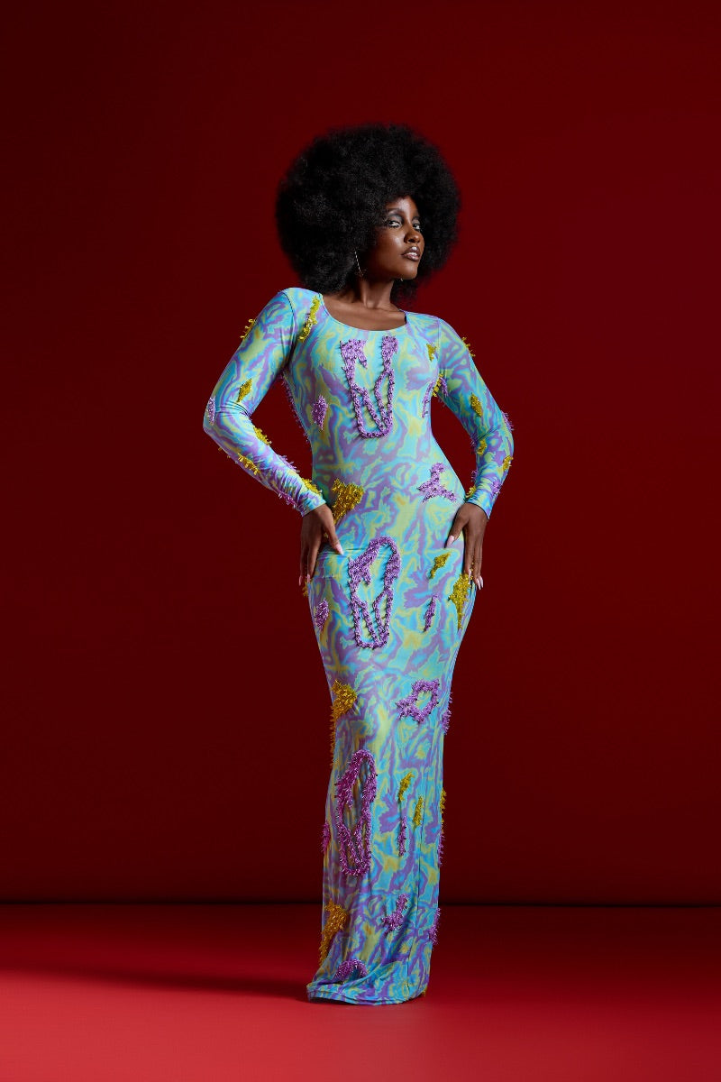 ZUSI MAXI DRESS IN BLUE AND PURPLE - CULT MIA