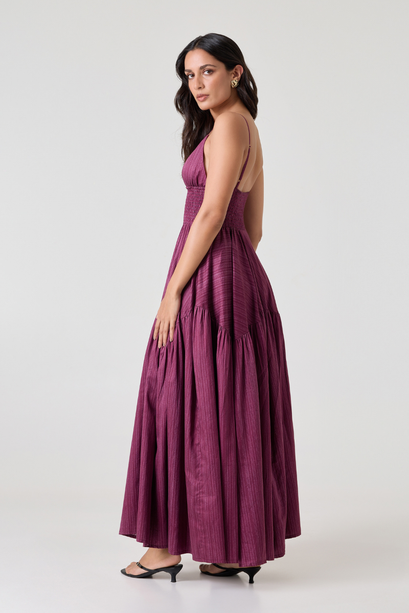 SORRENTO DRESS IN MULBERRY ETCH - CULT MIA
