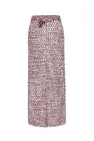 Lalo Sirena Maxi Skirt in pink, flowing maxi skirt with a lightweight fabric and elegant design, displayed on a model.