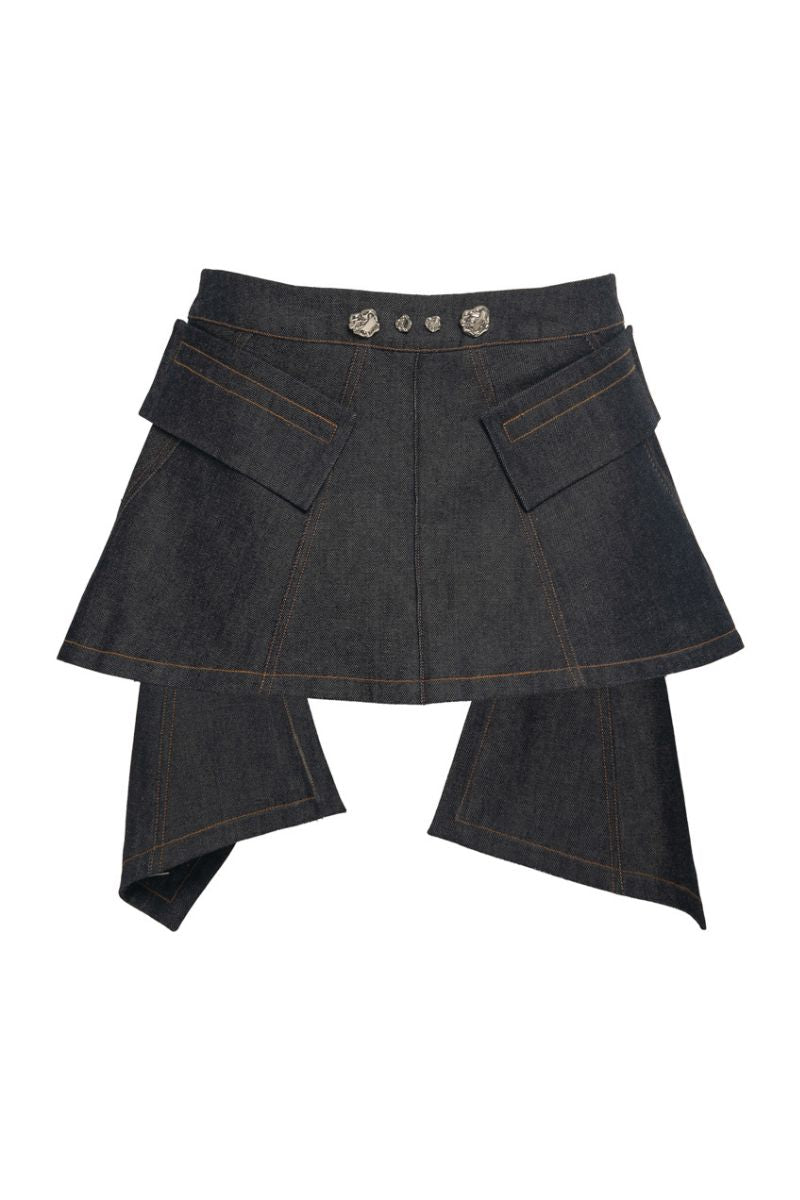DENIM FLARED SKORT - CULT MIA