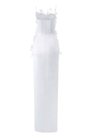 Elegant CULT MIA X 21Six Connie silk satin gown with floral design, featuring a flowing silhouette and intricate flower details.