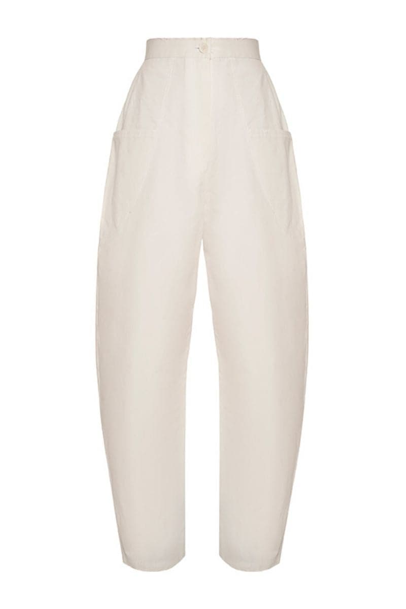 Liya White Cloud Pants with relaxed fit, featuring a soft fabric and stylish design, shown on a model.