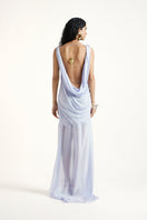 Deme By Gabriella Regina Maxi Dress in periwinkle color, flowing fabric, and elegant design perfect for summer wear.