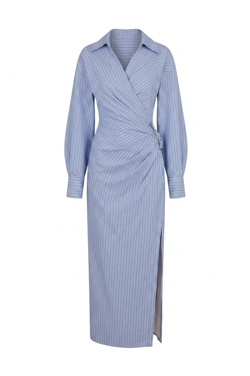 Keira Tong sailing maxi dress with flowing fabric, V-neckline, and nautical-inspired design perfect for summer and seaside wear.