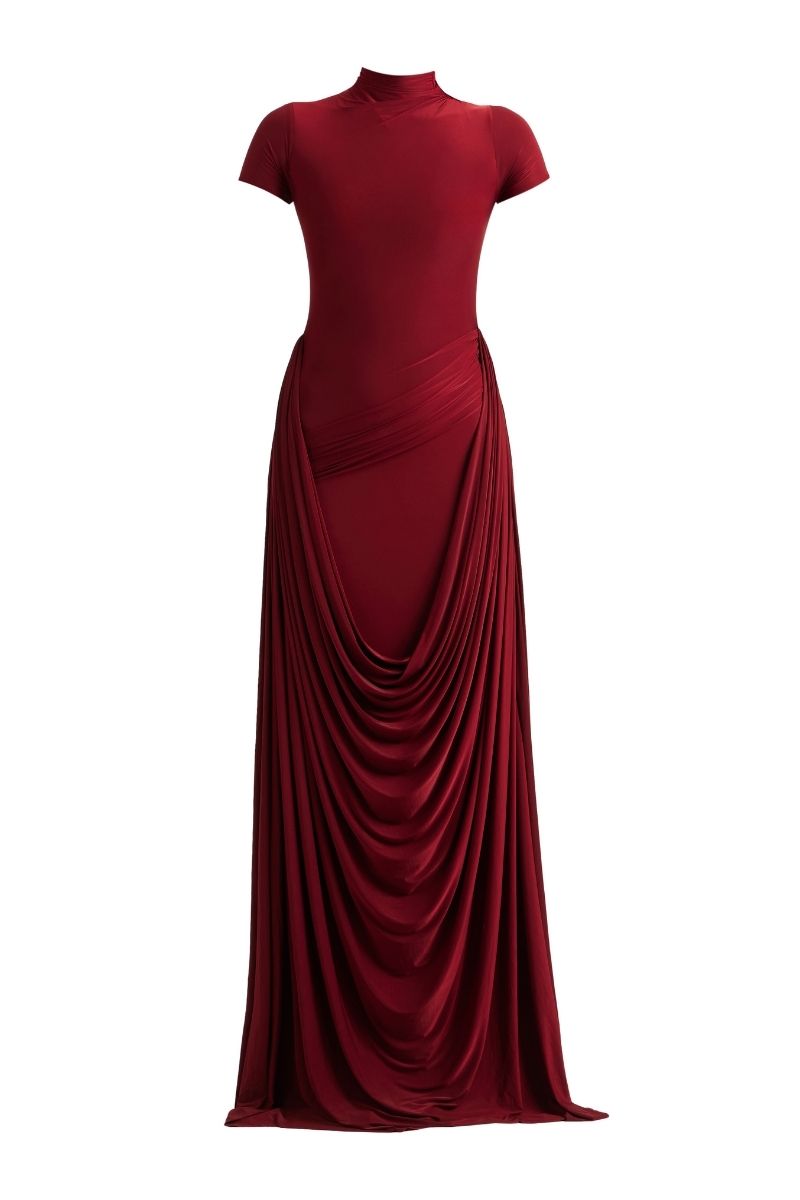 HEINA MAXI DRESS IN BURGUNDY - CULT MIA