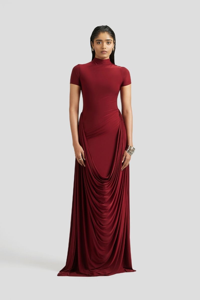 HEINA MAXI DRESS IN BURGUNDY - CULT MIA