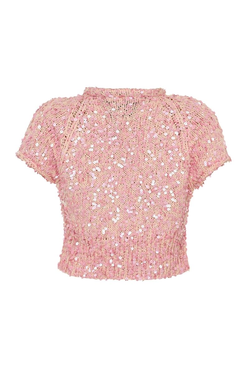 Lalo SALUE Bow Sweater in pink, cozy knit sweater with bow detail, perfect for casual and stylish winter wear.