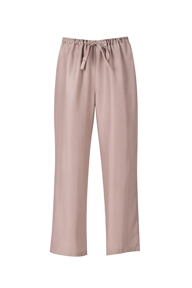 NK IMODE KACEY Paperbag City Pant in Freckles, stylish loungewear with a relaxed fit and textured fabric, shown in natural light.