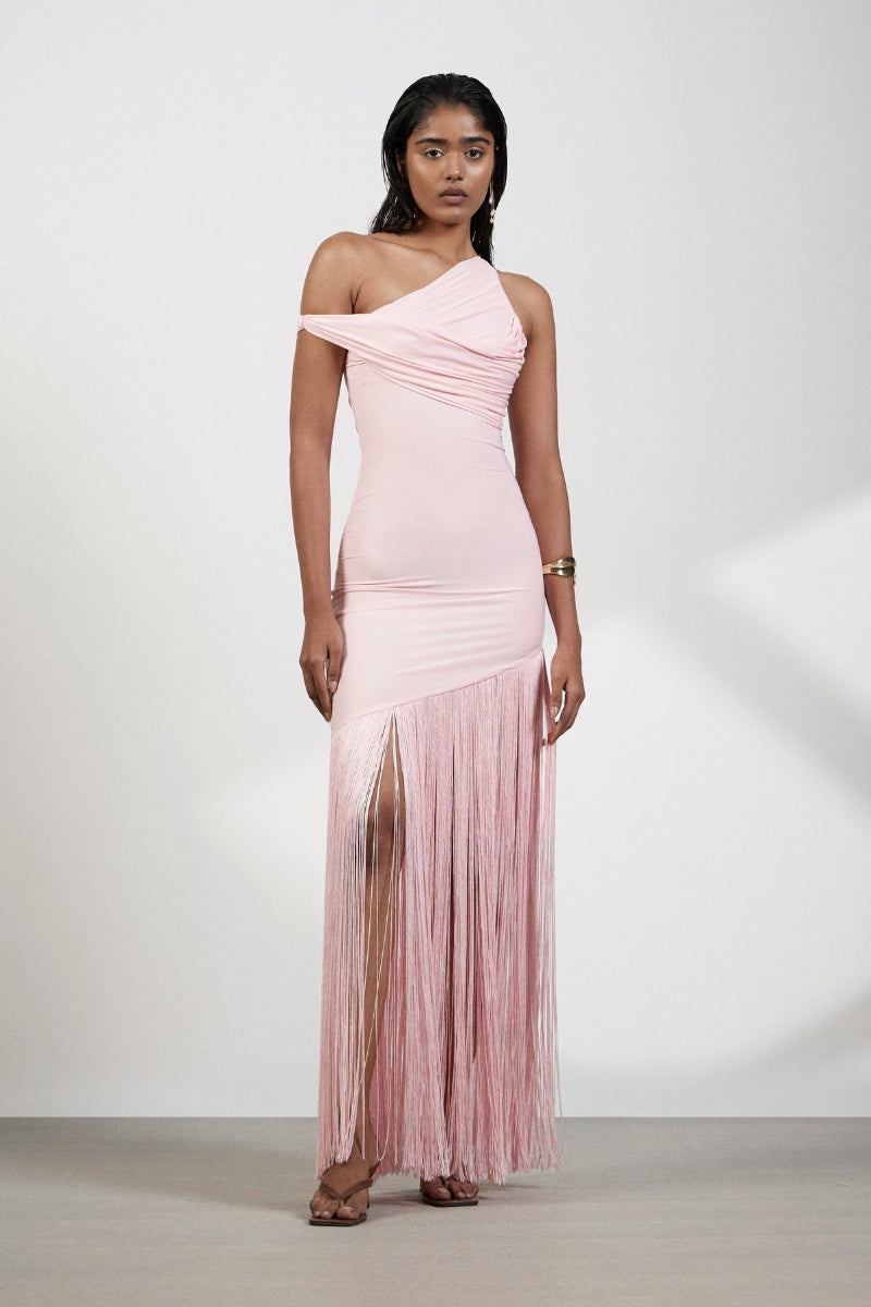 long sleeve retro maxi dress BLOSSOM DRESS IN NOA PINK | CULT MIA