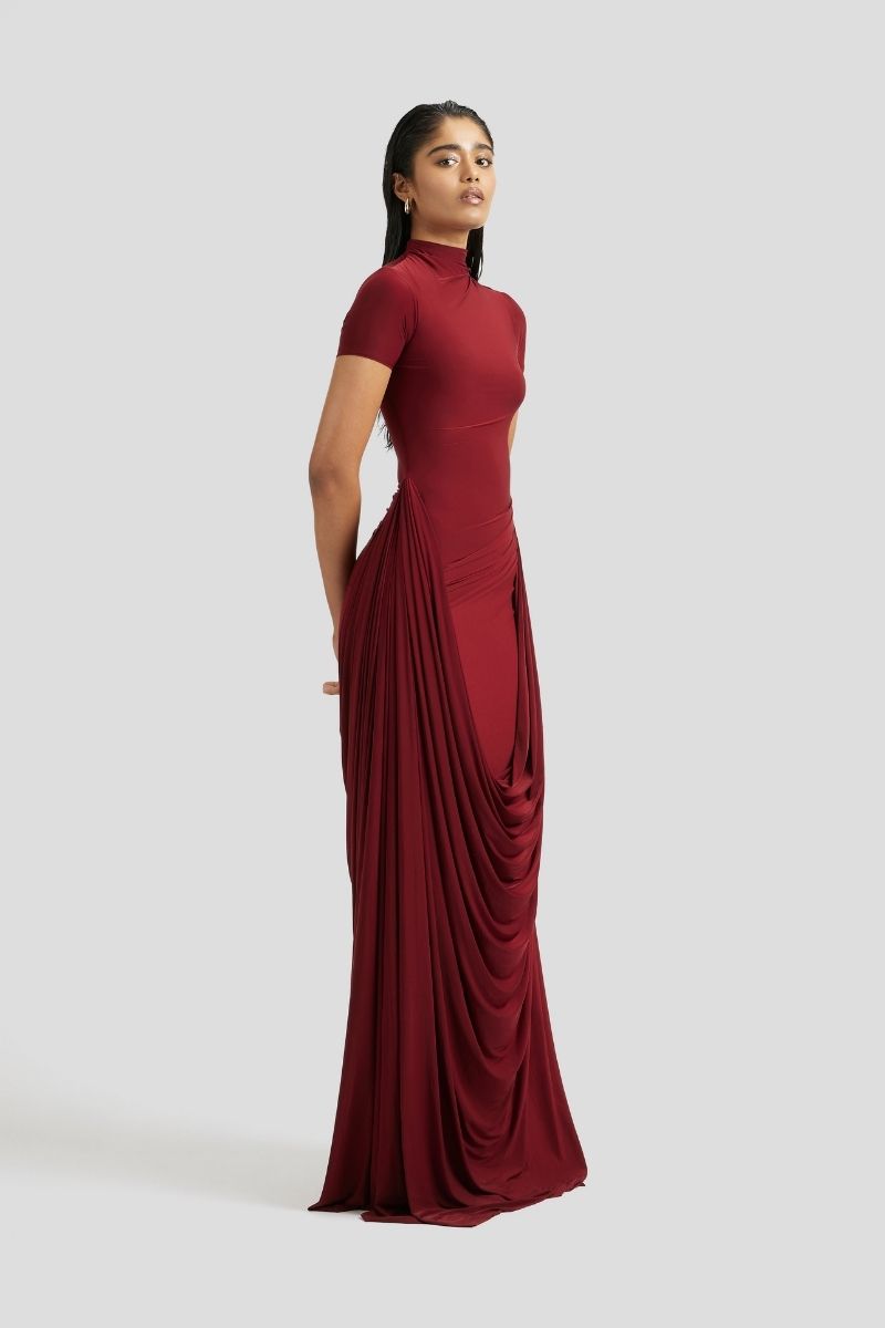 HEINA MAXI DRESS IN BURGUNDY - CULT MIA