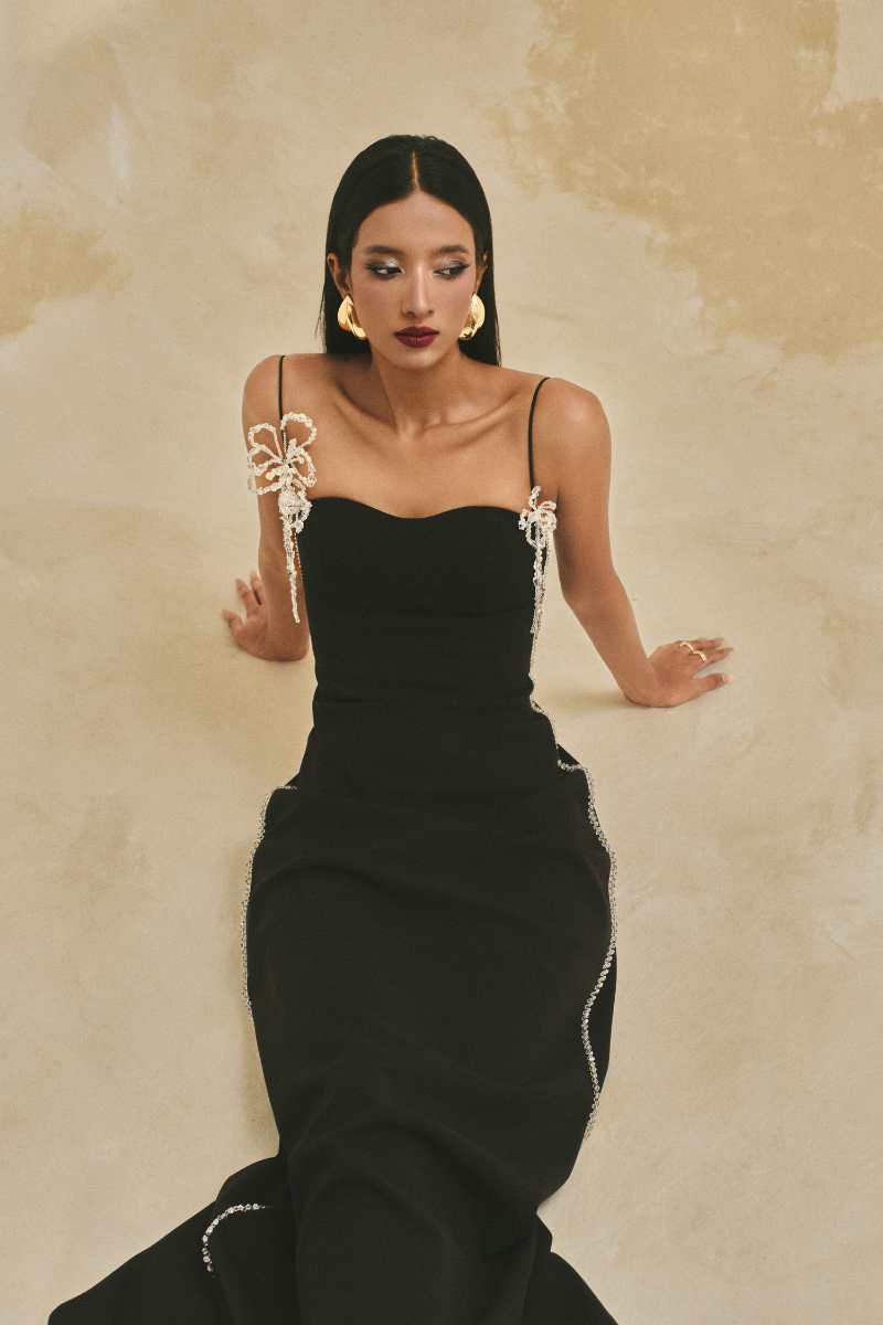 noodle strap dress SPAGHETTI STRAP POLY CREPE MAXI DRESS | CULT MIA