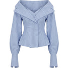 Blue Selena shirt by Keira Tong, featuring a casual fit and stylish design, displayed on a white background.