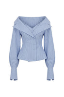 Blue Selena shirt by Keira Tong, featuring a casual fit and stylish design, displayed on a white background.