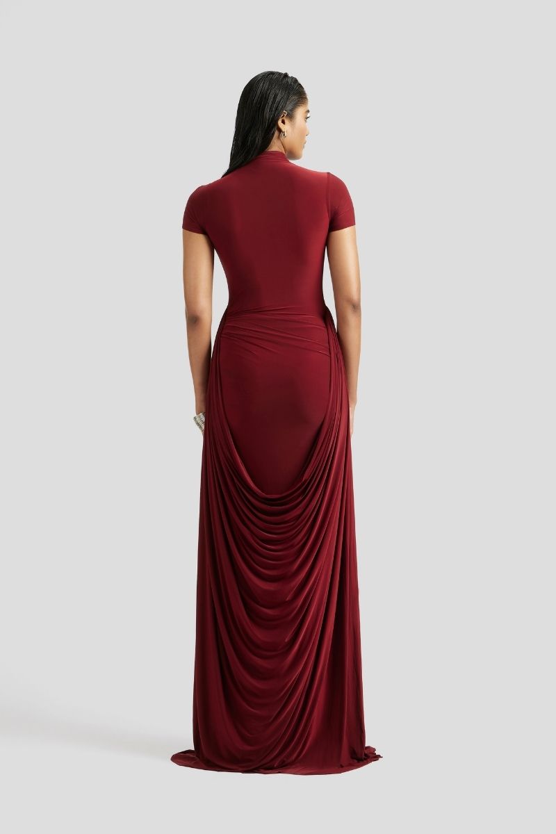 HEINA MAXI DRESS IN BURGUNDY - CULT MIA