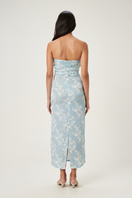Summer Away Charlotte Sky maxi dress with flowing fabric and a stylish silhouette, perfect for warm-weather occasions.