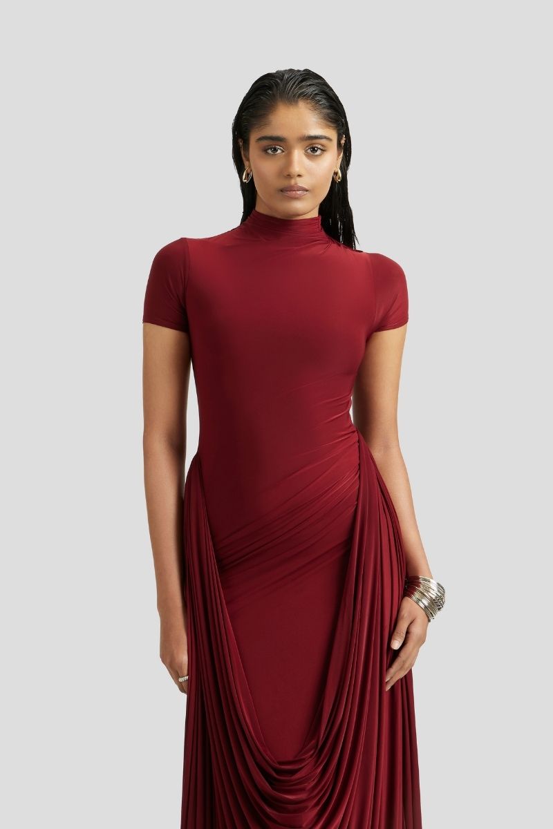 HEINA MAXI DRESS IN BURGUNDY - CULT MIA