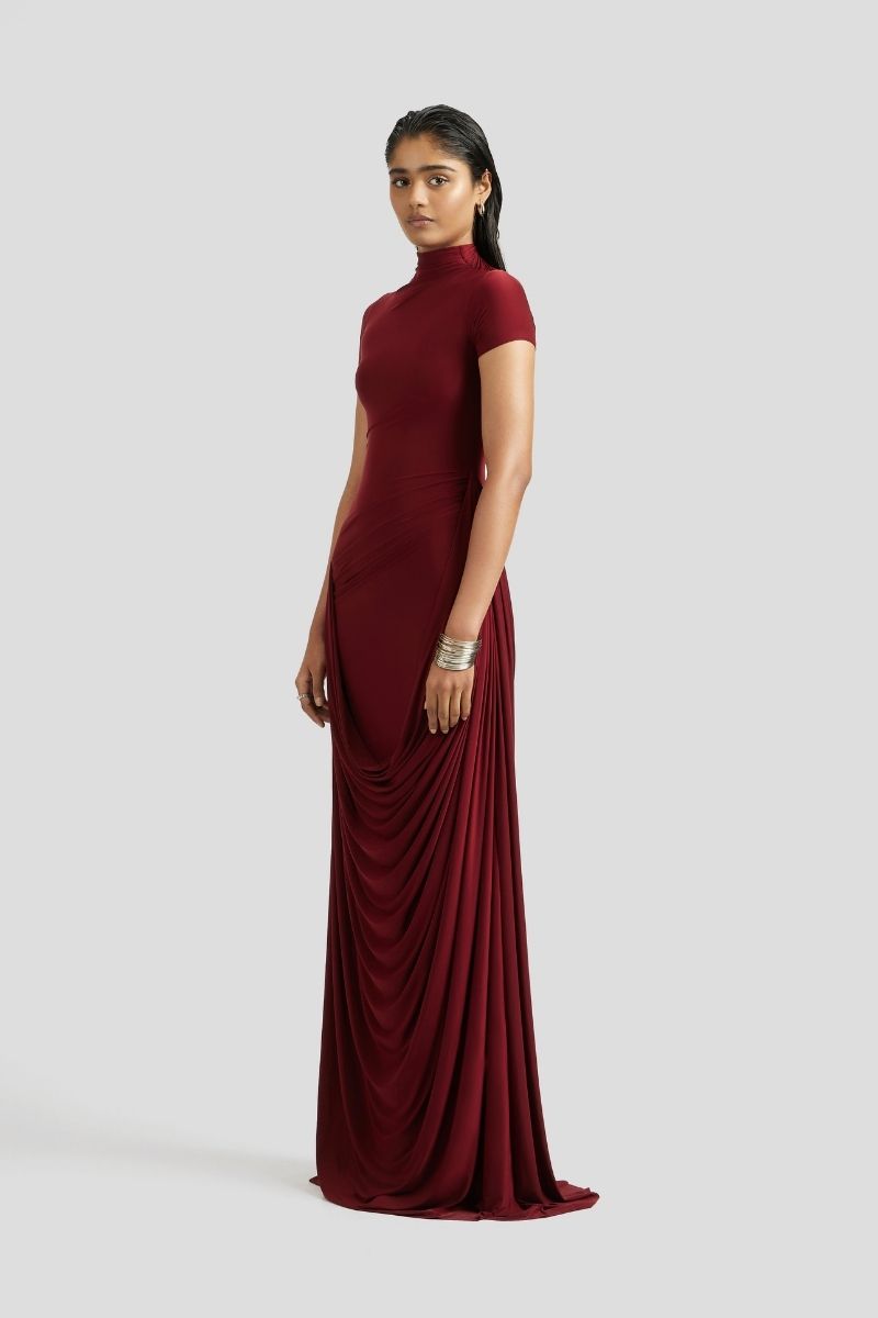 HEINA MAXI DRESS IN BURGUNDY - CULT MIA